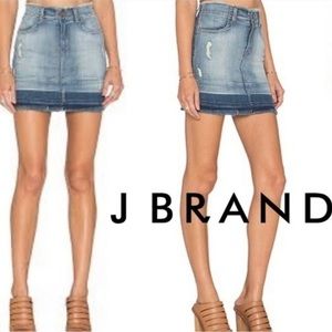 J BRAND | Lela Mid Rise Pencil mini denim skirt raw hem